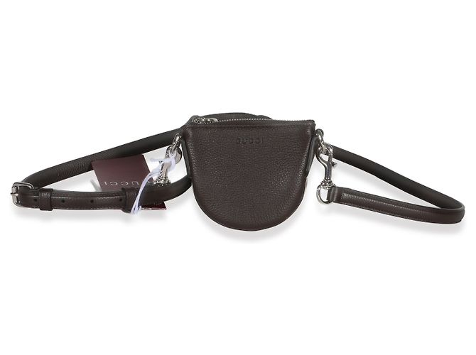 Mini Bolsa de Ombro Gucci B em couro de bezerro granulado marrom