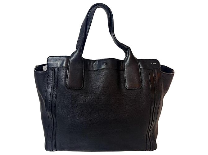 Bolsa Tote Chloé de couro preta Preto Bege