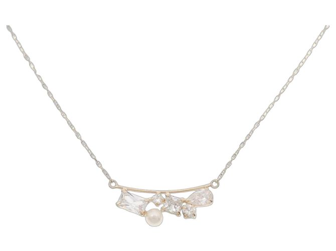 Autre Marque Collana in K10YG, zirconia cubica e perle d'acqua dolce D'oro