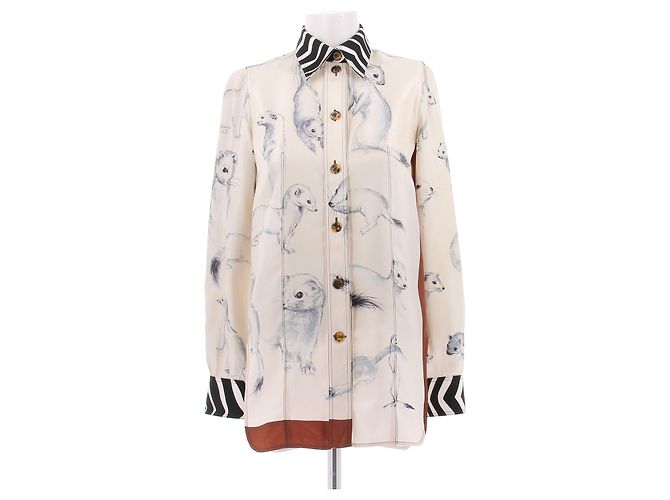 Blusa in seta Céline bianca Bianco