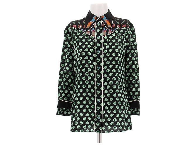 Gucci Seidenhemd mit Kleemuster Grün