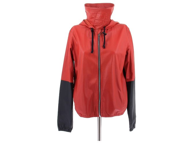 Céline Blouson en cuir bicolore Red