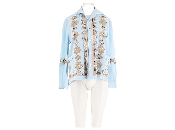 Autre Marque Camisa de algodón azul BAZISZT