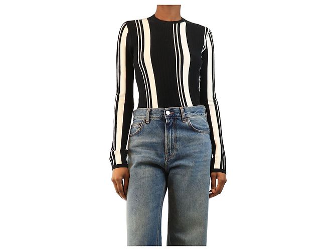 Joseph Top de manga comprida com riscas pretas e brancas - size XS Preto