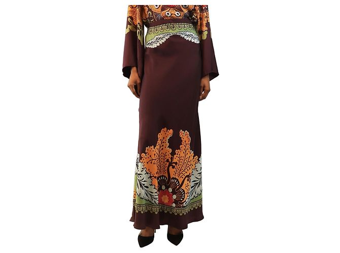Autre Marque Saia midi impressa em seda roxa - size S Roxo