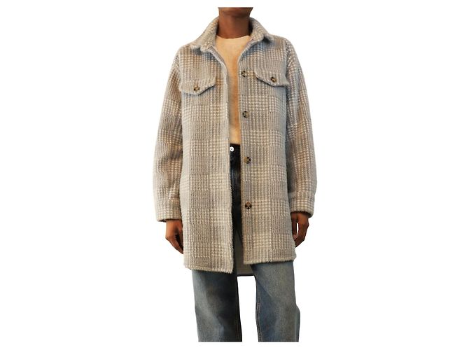 Autre Marque Blue and white Houndstooth shacket - size UK 6