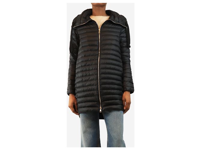 Moncler Black Longue Saison down coat - size UK 8