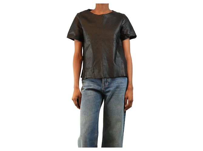 Autre Marque Top de cuero negro - talla XS