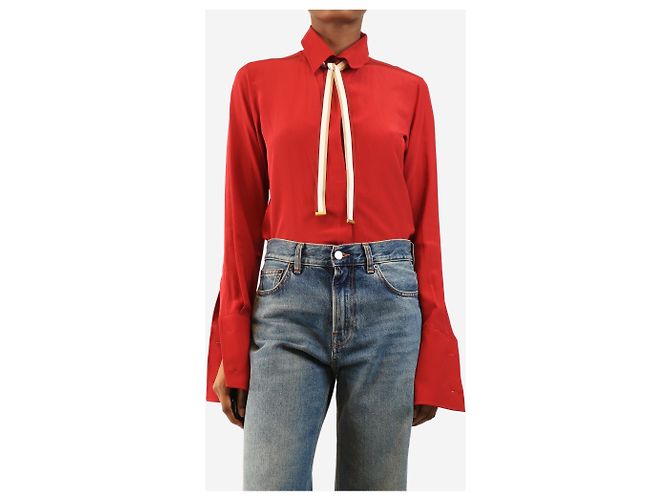 Max Mara Camisa de seda roja - size S