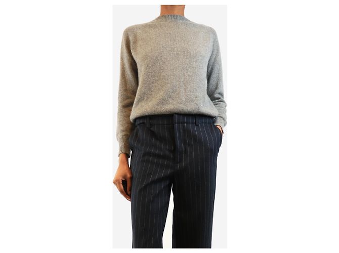 Aime Pull à col rond en cachemire gris - size UK 6