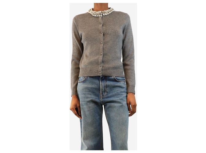 Veronica Beard Gilet gris orné de bijoux - taille S