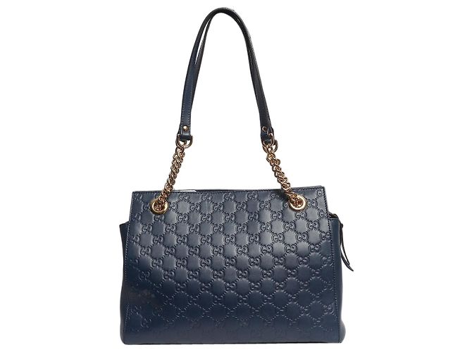 Blue Guccissima Leder-Tote-Bag Blau