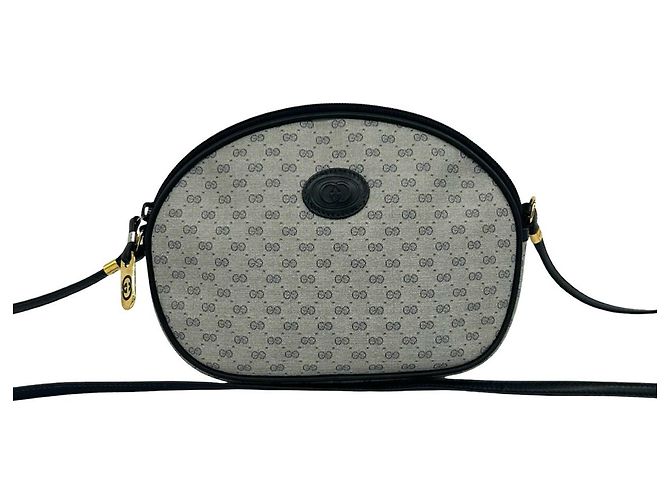 Mini Bolsa de Ombro em Couro Gucci Micro GG Logo Pattern Azul marinho
