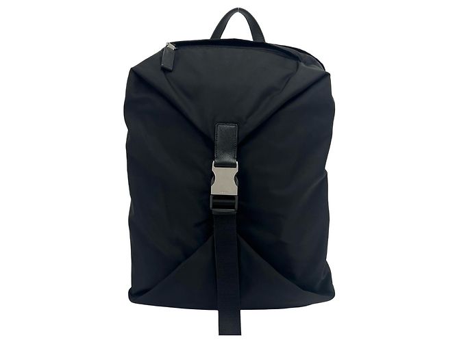 Sac à dos Prada Re-nylon avec plaque logo triangle Noir
