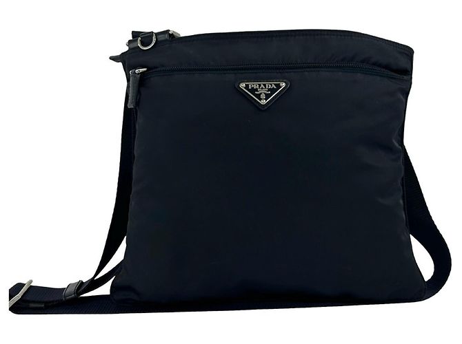 Prada Navy Tessuto Nylon Shoulder Bag Navy blue