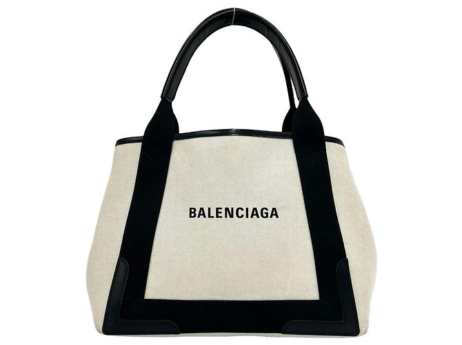 Sac à main Cabas Balenciaga Navy Noir Écru