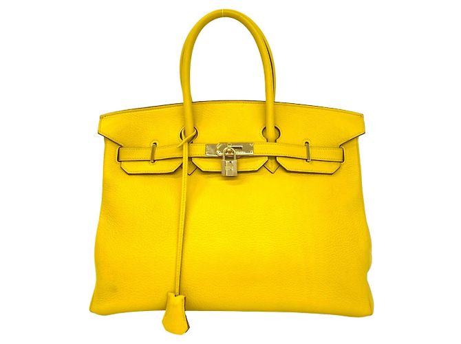 Hermès Borsa Hermes Birkin 35 in pelle Taurillon Clemence gialla Giallo
