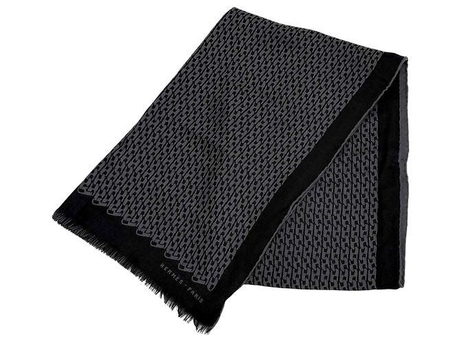 Hermès Stola HERMES in misto cashmere e seta Marrone Nero