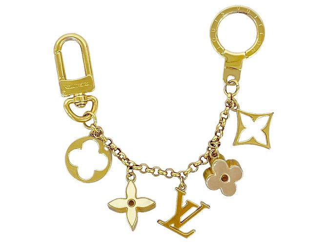 Porte-clés Louis Vuitton Charm Chain Fleur de Monogram Beige Doré