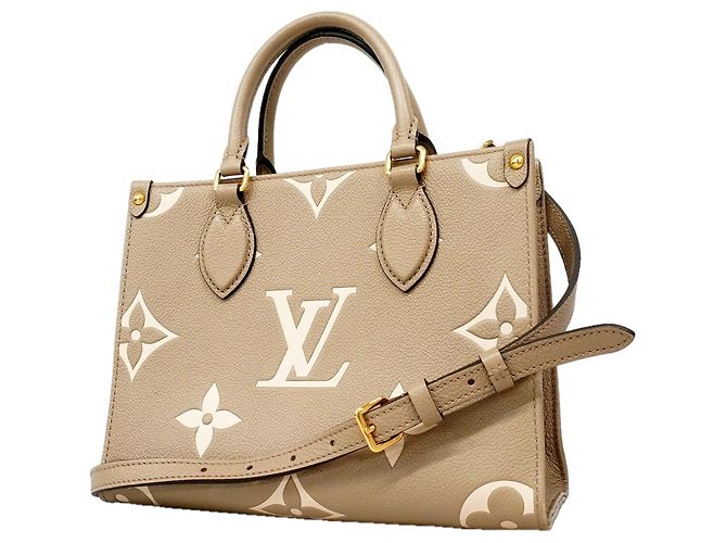 Borsa Louis Vuitton Monogram Empreinte Bicolor OnTheGo PM Grigio Crudo