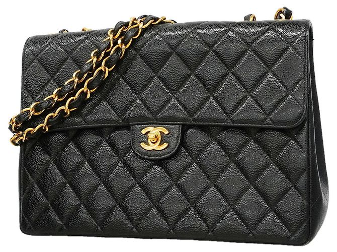 Timeless Borsa a tracolla Chanel in vitello grana nera Nero