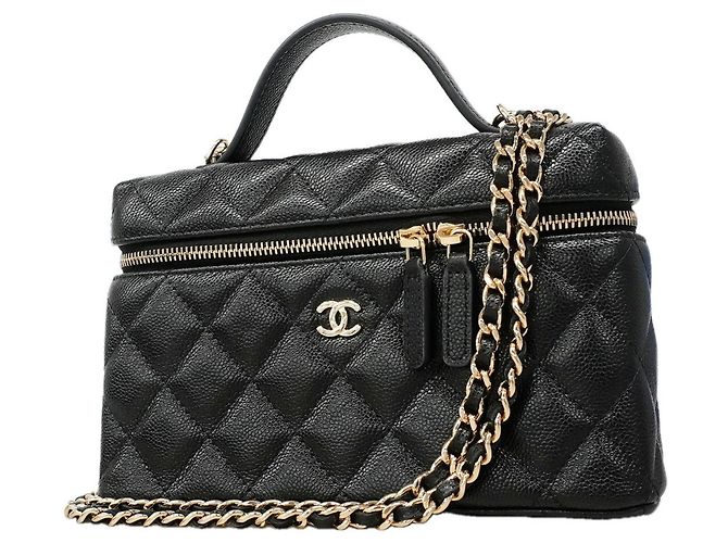 Bolsa Vanity Chanel em couro de bezerro granulado preto