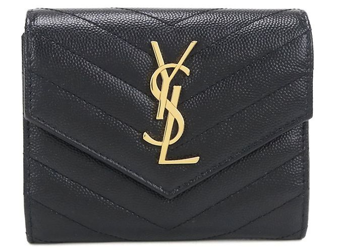 Autre Marque Saint Laurent Tri-fold Geldbörse Schwarz