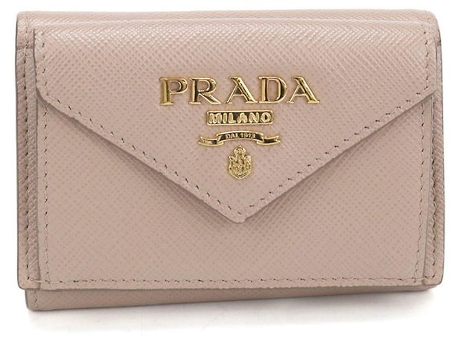 Cartera Prada de tres pliegues Beige