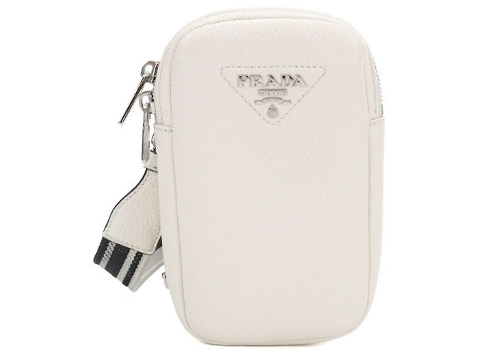 Prada White Leather Shoulder Bag