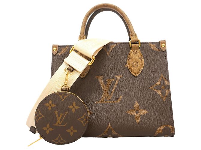Bolso Louis Vuitton Monogram Giant Reverse OnTheGo PM Castaño