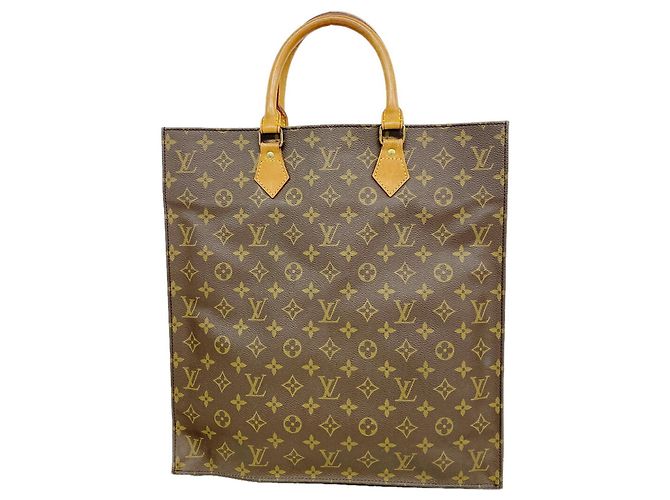 Louis Vuitton Monogram Sac Plat Tote Bag Braun
