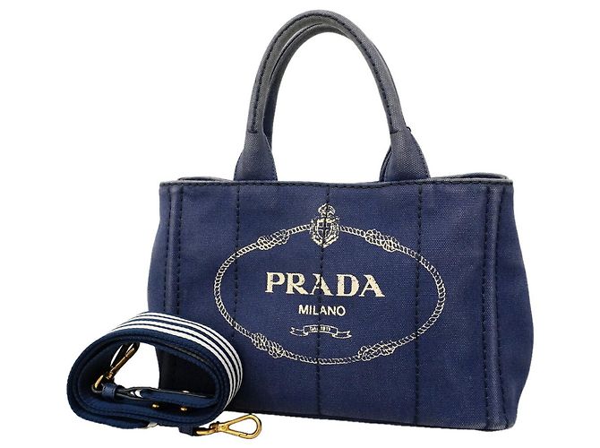 Prada Canapa Canvas Tote Bag in Blue