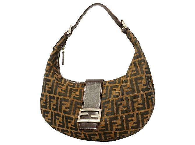 Bolsa de ombro Fendi Zucca em nylon e canvas Marrom