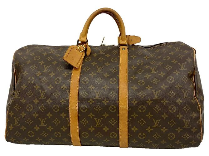 Borsa Louis Vuitton Boston Monogram Keepall 55 Marrone