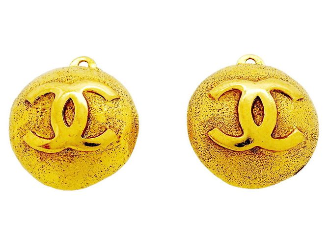 Chanel Gold Plated Clip Earrings Golden