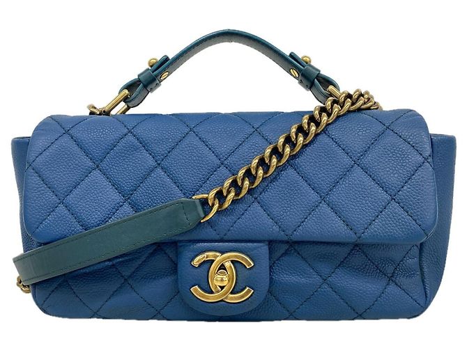 Timeless Borsa a tracolla Chanel Matelassé con catena Blu