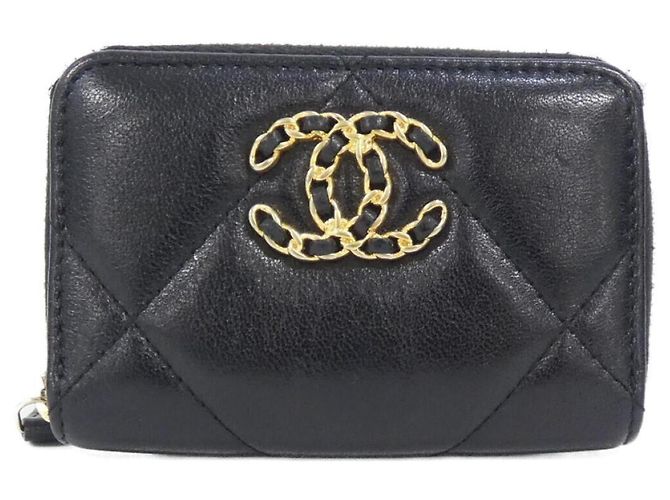 Chanel 19 Coin Case Black Leather