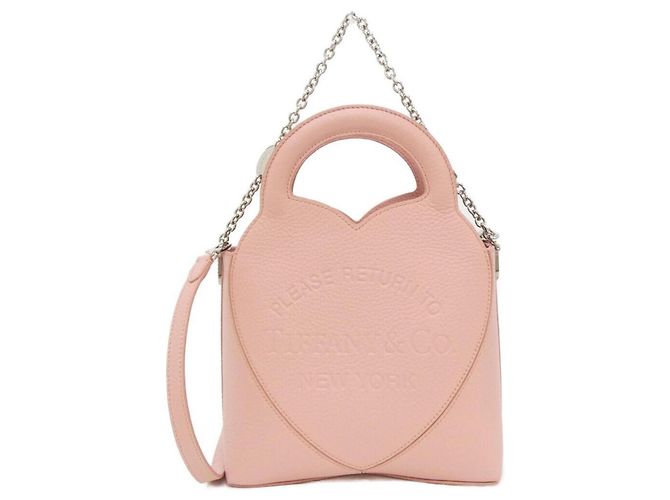 Autre Marque Bolsa de mão em couro rosa Tiffany