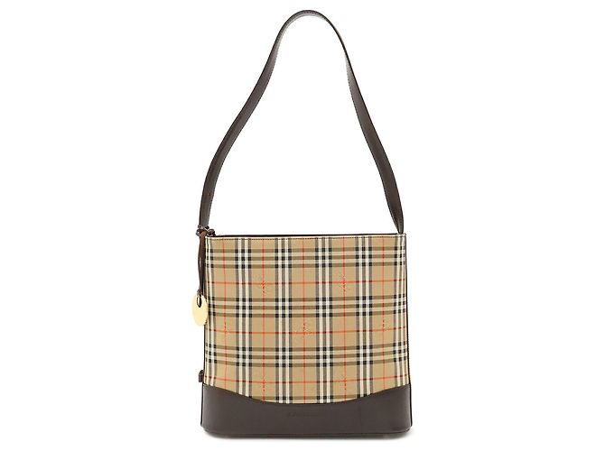 Bolsa de Ombro Burberry Nova Check Bege Castanho escuro