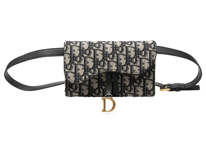 Dior Blue Oblique Canvas Saddle Belt Bag Navy blue