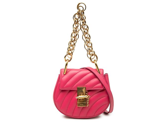 Bolsa Drew Bijou Chloé em couro acolchoado rosa Nano