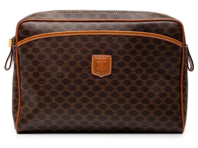 Céline Clutch Celine Brown Macadam Coated Canvas Marrom
