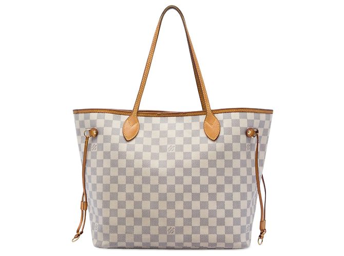Louis Vuitton White Damier Azur Neverfull MM Blanc