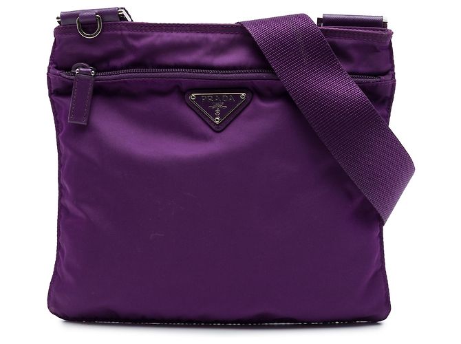 Prada Sac Crossbody en Tessuto Violet avec Fermeture Éclair