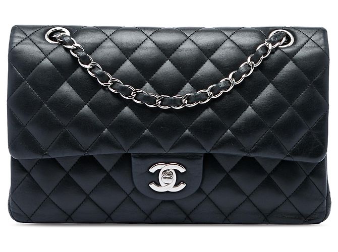 Chanel Black Medium Classic Lambskin Double Flap Noir