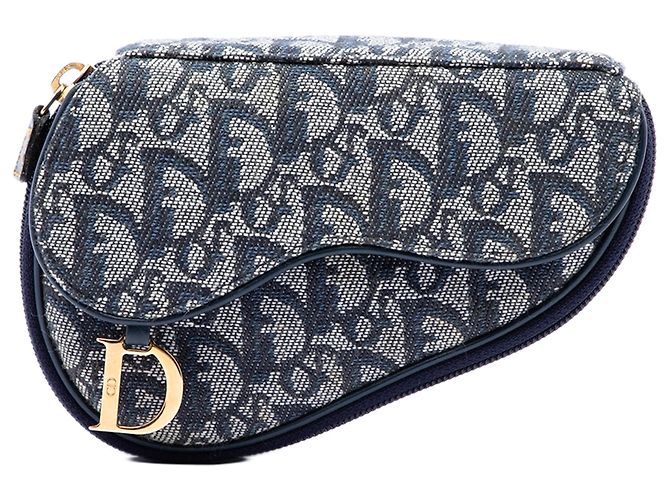 Dior Blue Diorissimo Canvas Saddle Pouch