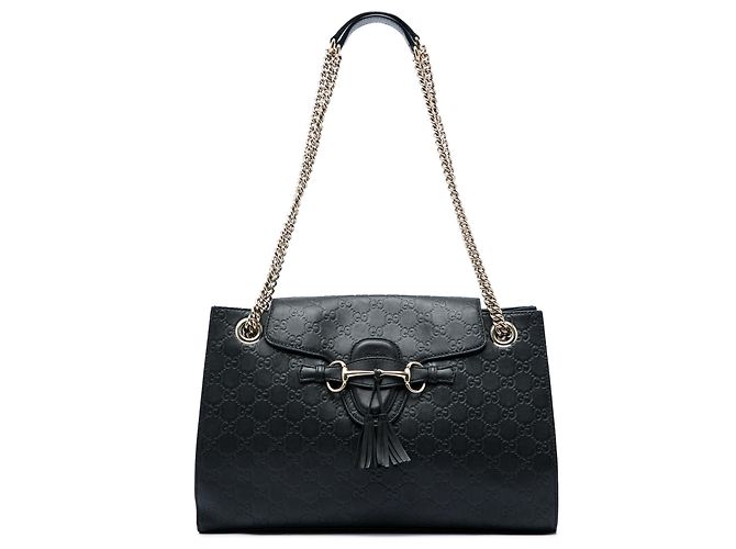 Borsa a tracolla Gucci Emily Large Guccissima Nera Nero