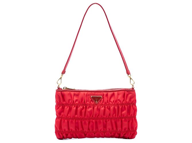 Bolso de hombro Prada Red Tessuto Gaufre Roja