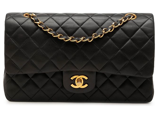 Chanel Black Medium Classic Lambskin Double Flap Schwarz