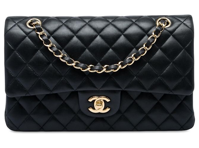 Chanel Black Medium Classic Lambskin Double Flap Noir